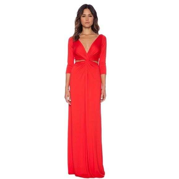 Rachel Pally Henrietta Red Jersey Cutout Twist Knot Maxi Dress XS - Picture 1 of 6